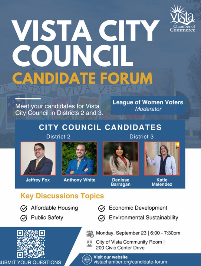 Vista City Council Candidate Forum Flyer